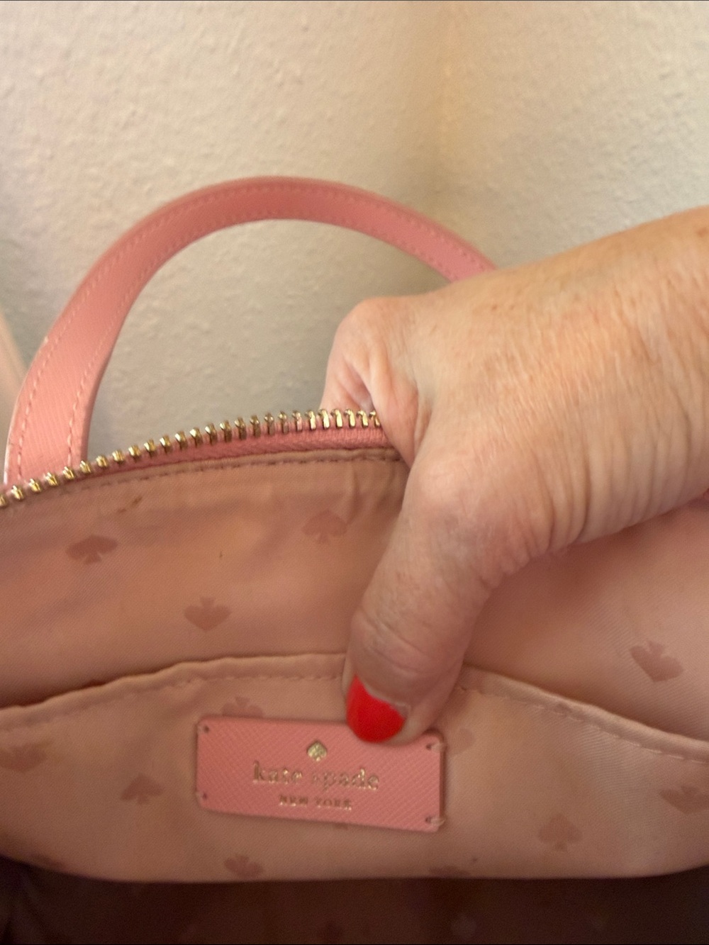 Kate Spade Pink Glitter Mixed In Tote Bag Authentic Crossbody Top Zipper - Picture 7 of 11